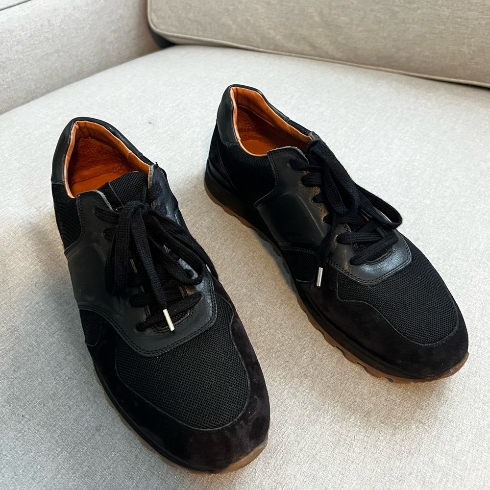 Black suede John Varvatos sneaker
